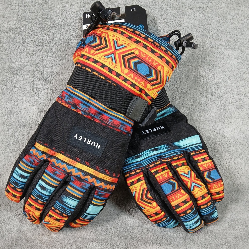 Hurley Revert Snow Gloves Mens L/XL Multi Color Polyester Modern